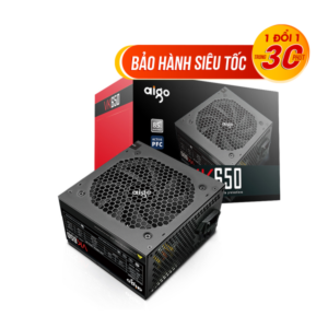 Nguồn máy tính AIGO VK650 - 650W (85 Plus/ Active PFC/ Single Rail/ Cáp dẹt màu đen)