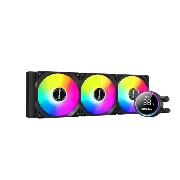 TẢN HUNTKEY GX360R BLACKTIP SHARK BLACK LED ARGB (CÓ HIỂN THỊ NHIỆT ĐỘ) - Ảnh 3