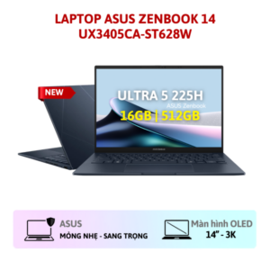 Laptop ASUS Zenbook 14 UX3405CA-ST628W (Intel Core Ultra 5 225H | 16GB | 512GB SSD | Intel Arc Graphics | 14.0" 3K OLED | Windows 11 | Xanh)