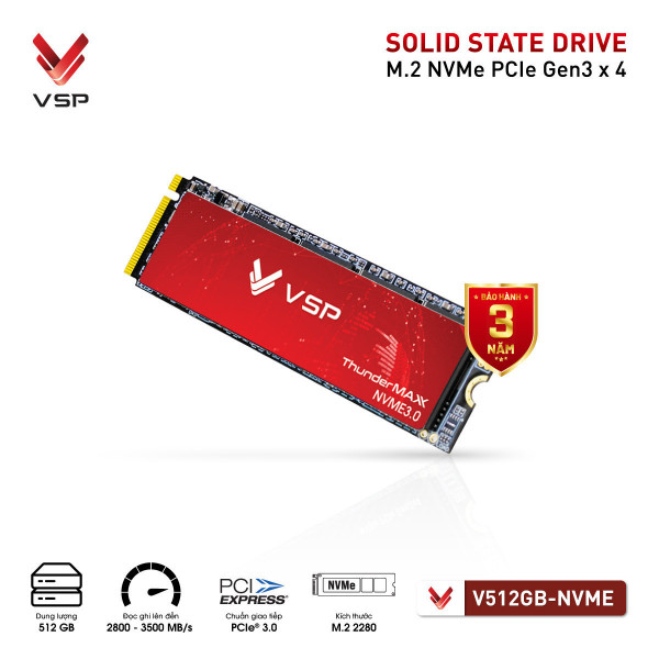 SSD NVME VSP V512GB (ĐỌC 3500MB/S GHI 2800MB/S) M.2 2280 PCIE GEN3 X4 - Ảnh 4