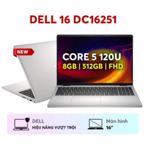 LAPTOP DELL 16 DC16251 (SILVER) CORE 5 120U / 8GB DDR5 / 512GB SSD / 16" FHD+ TOUCH / BACKLIT KB / WIN 11_NK