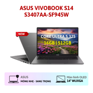 Alternative view of Laptop ASUS Vivobook S14 S3407AA-SF945W (Intel Core Ultra 5 325 | 16GB | 512GB | Intel Arc | 14 WUXGA OLED | Win 11 | Xám)